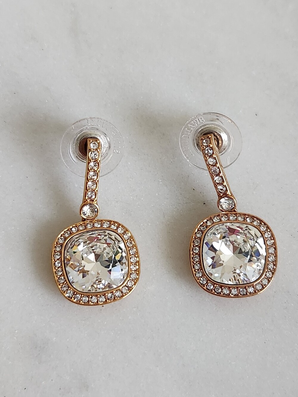 SWAROVSKI Crystal Dangle Earrings in Rose Gold